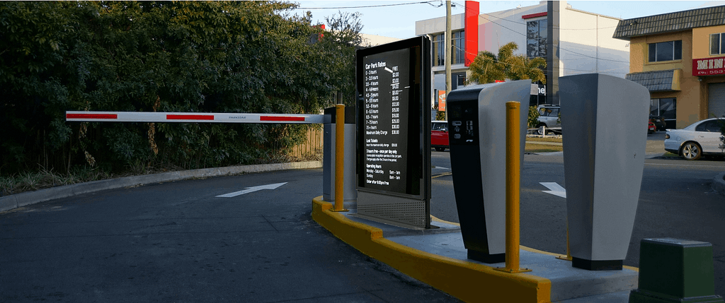 digital signage screen in use in carpark
