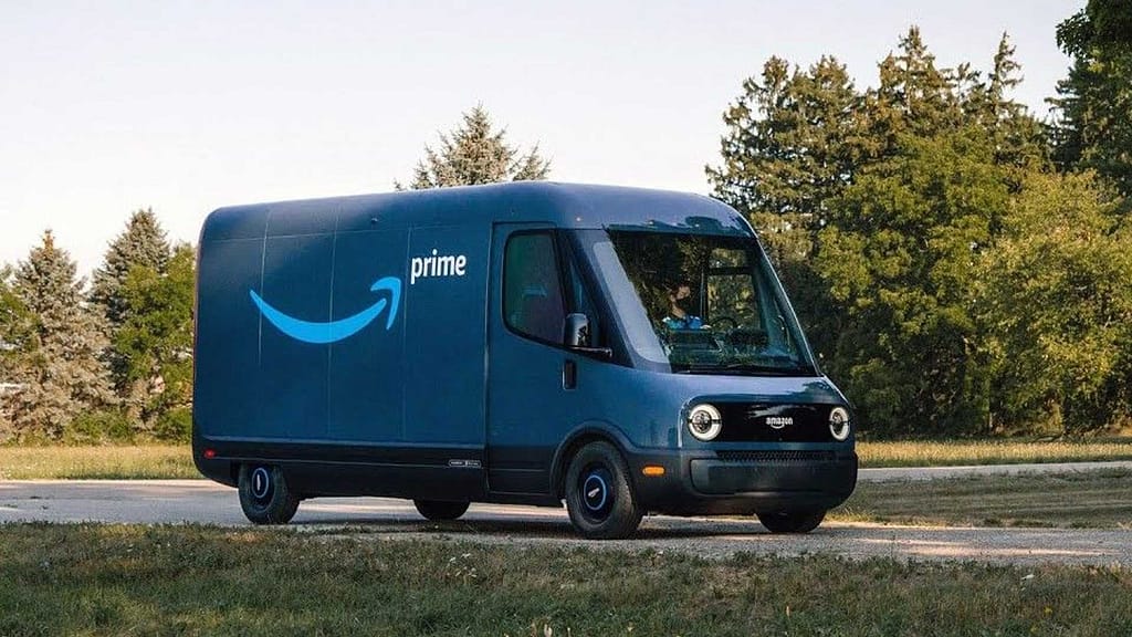 An Amazon Delivery Van made by Rivian 