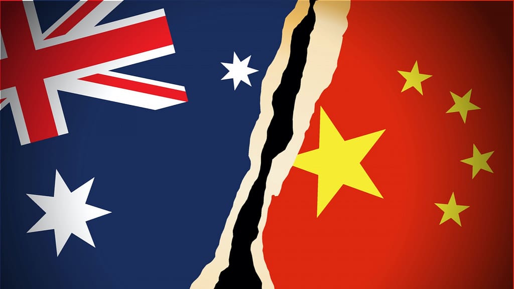 chinese and australian flag side by side