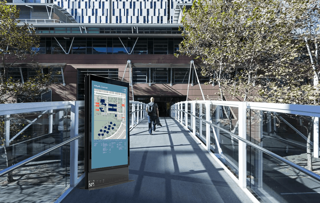 digital signage screen in use on university campus