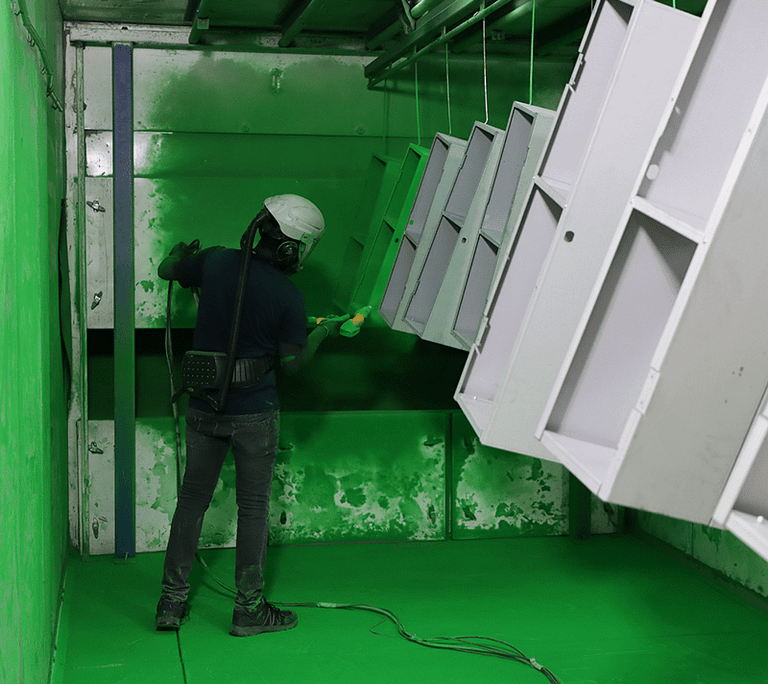 powder coating steel in green
